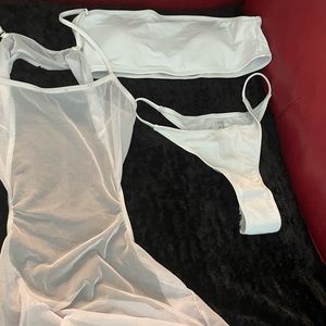 3pc Shein swimwear never worn.  White with matching mess cover up